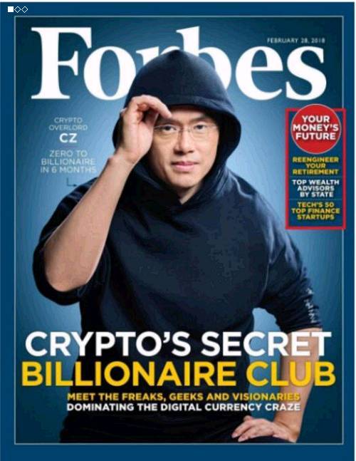 在国内知名度不高的赵长鹏（英文名CZ），还因此登上了福布斯杂志最新封面。令人惊奇的是，他从一名“码农”变成亿万富翁，只用了180天时间。